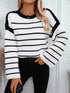 'Luna' Striped Crewneck Knit Sweater - Celes Fashion